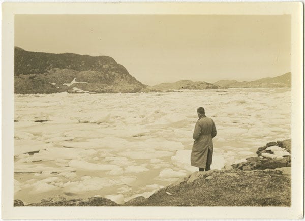 Fig. 11. MacDonald, Thomas Edward. “Ice in Exploits Harbour.” The Rooms Archive, A 101–51, International Grenfell Association Collection, 1935.