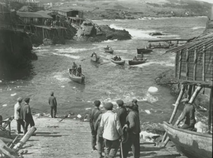 Fig. 29. Unknown. “Fishermen Going Out to Work” The Rooms Archive, IGA 1–468, International Grenfell Association Photograph Collection, before 1949.