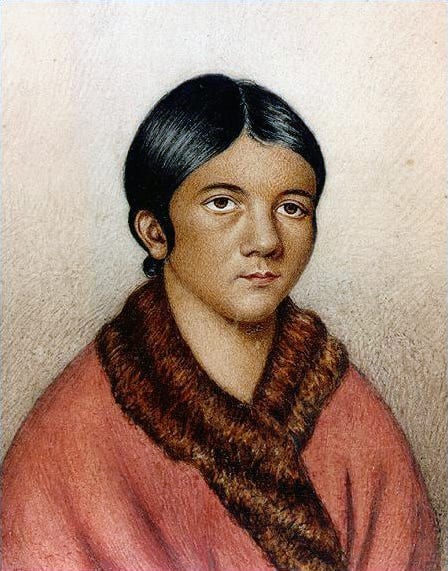 Fig. 3. Goss, William. “Painted Portrait of Woman Believed to be Shanawdithit.” The Beothic at Ferryland, 1841.