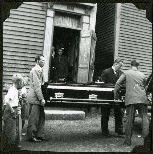 Fig. 61. Unknown. “Uncle Will Cook’s funeral, Southside.” The Rooms Archive, VA 83–84.3, Charles C. Cousens Collection, before 1949.