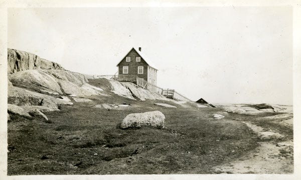 Fig. 84. Unknown. “Fence surrounding house built on rocks.” The Rooms Archive, VA 22–17, Dorthy Smith Collection, 1943.